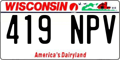 WI license plate 419NPV