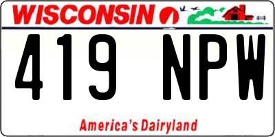 WI license plate 419NPW