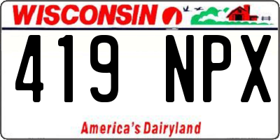 WI license plate 419NPX