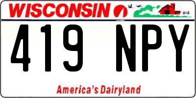WI license plate 419NPY