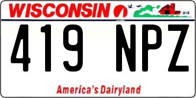 WI license plate 419NPZ