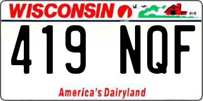 WI license plate 419NQF