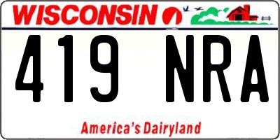 WI license plate 419NRA