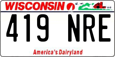 WI license plate 419NRE