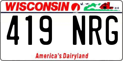 WI license plate 419NRG