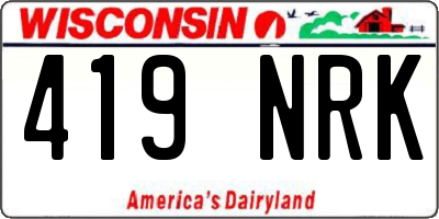 WI license plate 419NRK