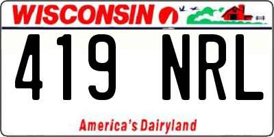 WI license plate 419NRL