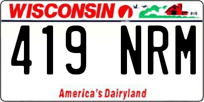 WI license plate 419NRM