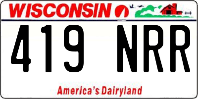 WI license plate 419NRR