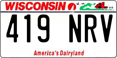 WI license plate 419NRV