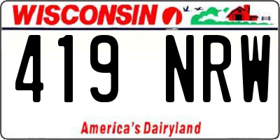 WI license plate 419NRW