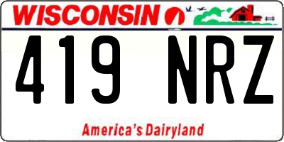 WI license plate 419NRZ
