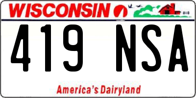 WI license plate 419NSA