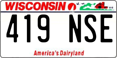 WI license plate 419NSE