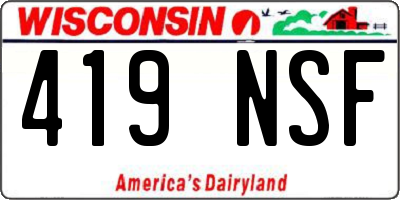 WI license plate 419NSF
