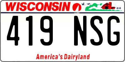 WI license plate 419NSG