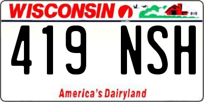 WI license plate 419NSH