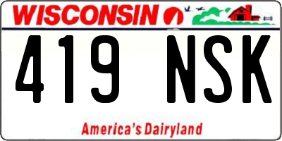 WI license plate 419NSK