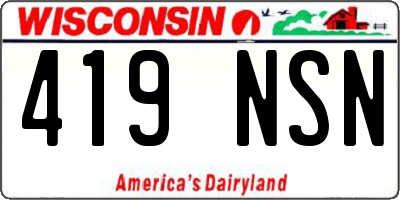 WI license plate 419NSN