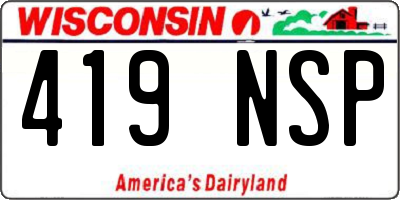 WI license plate 419NSP