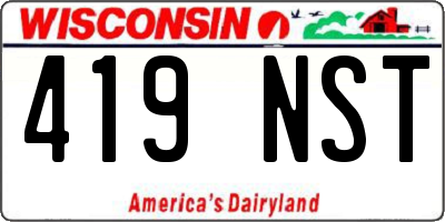 WI license plate 419NST