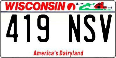 WI license plate 419NSV