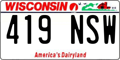 WI license plate 419NSW