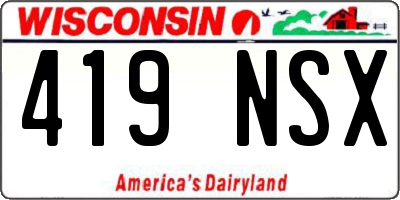 WI license plate 419NSX