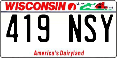 WI license plate 419NSY