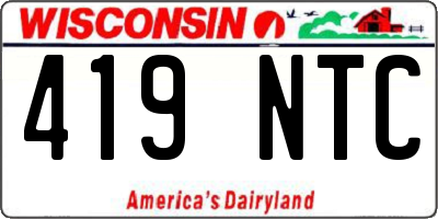 WI license plate 419NTC