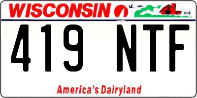 WI license plate 419NTF