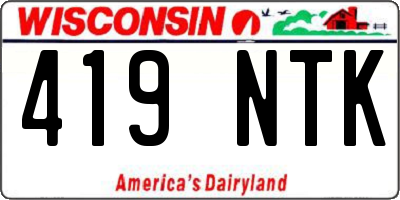 WI license plate 419NTK