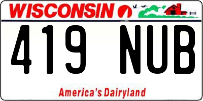 WI license plate 419NUB