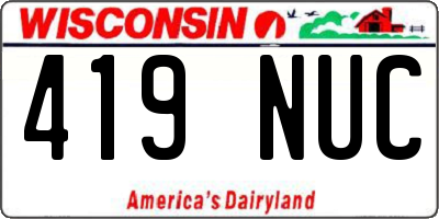 WI license plate 419NUC