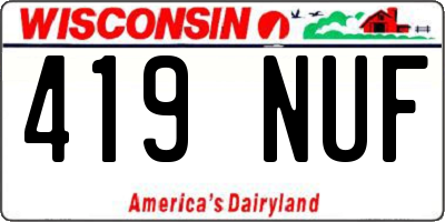 WI license plate 419NUF