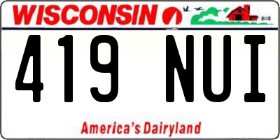 WI license plate 419NUI