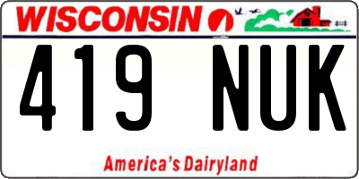 WI license plate 419NUK