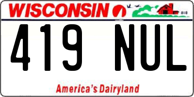 WI license plate 419NUL
