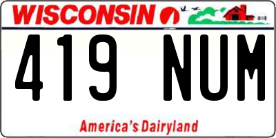 WI license plate 419NUM