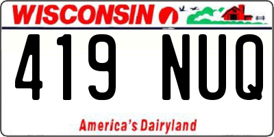 WI license plate 419NUQ