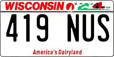 WI license plate 419NUS
