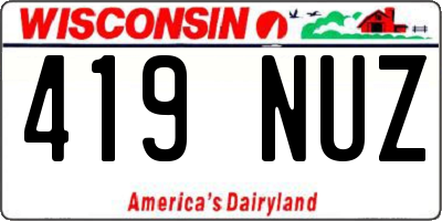 WI license plate 419NUZ