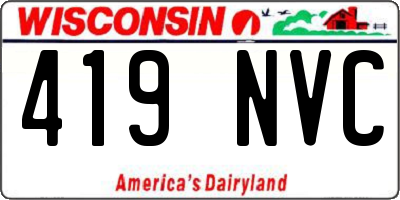 WI license plate 419NVC