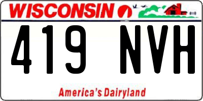 WI license plate 419NVH