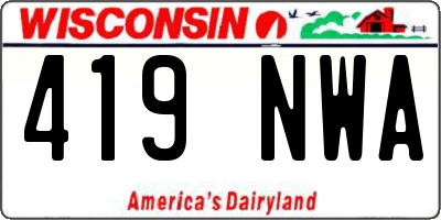 WI license plate 419NWA