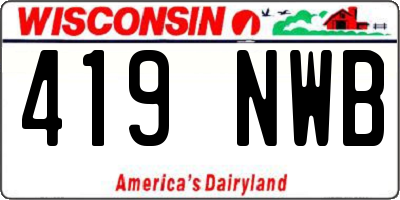 WI license plate 419NWB