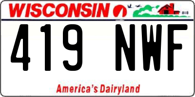 WI license plate 419NWF