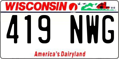 WI license plate 419NWG