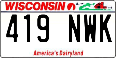 WI license plate 419NWK