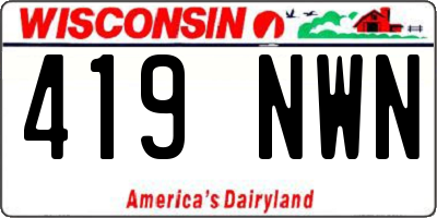 WI license plate 419NWN